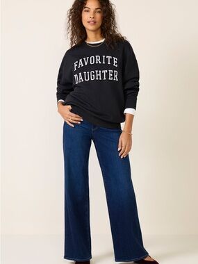 Favorite Daughter Black Collegiate Sweatshirt Small Crewneck